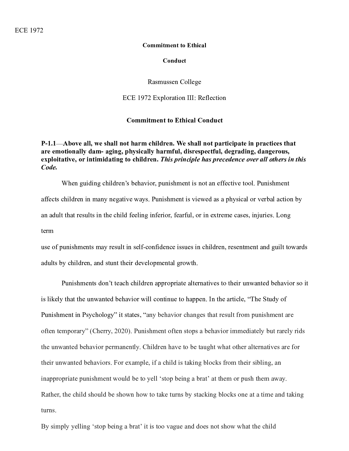 Preview of Commitment To Ethical Conduct.docx  ECE 1972  Commitment to Ethical   Conduct  Rasmussen C